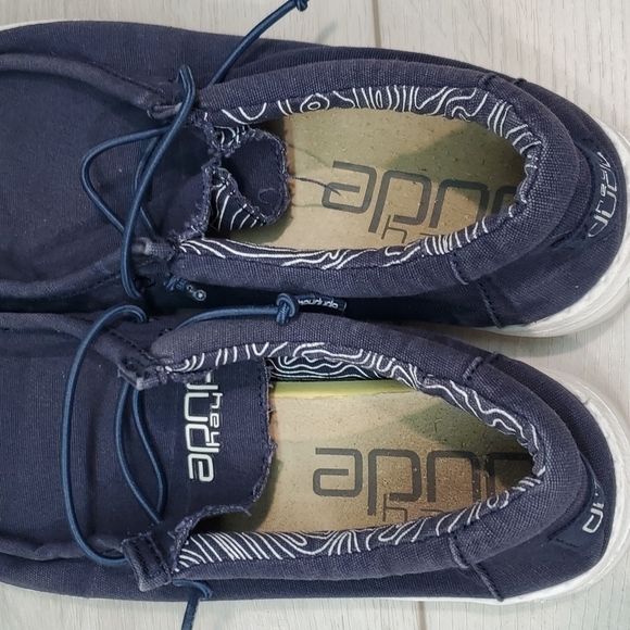 Hey Dude Wally Youth Navy Loafer Slip on shoes sz Y6-L7 - Picture 8 of 12